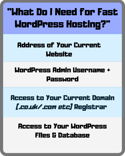 what do i need for fast wordpress hosting table